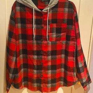 Red/Black Flannel Hoodie
